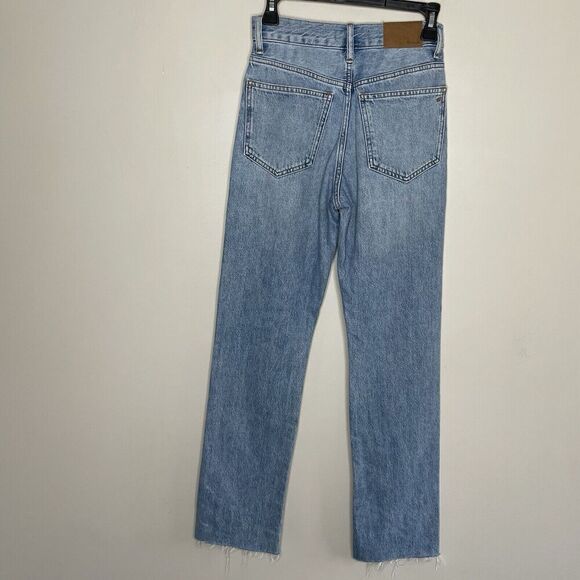 MADEWELL Jeans Women 23 The 90s Straight NEW Revoir Wash Raw Hem Cotton NO647 - Picture 9 of 16